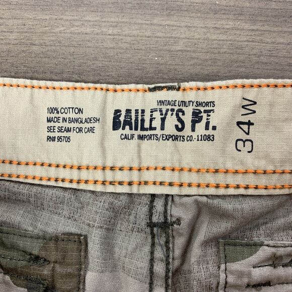 Baileys Point Mens Cargo Camo Shorts Size 34W 39x11 Green Cotton Pockets - Picture 5 of 8
